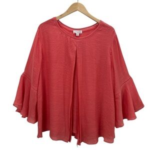 NWT Studio JPR Bohemian Flowy Cape Style Modest Blouse Coral